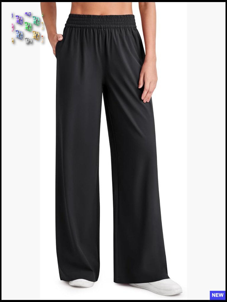 Lightweight Flowy Wide Leg Pants High Rise Palazzo With Pockets Travel Beach
